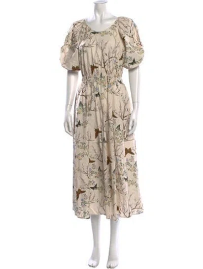 Pre-owned Goop G. Label Floral Print Midi Length Dress In Neutral