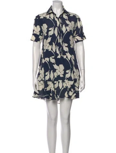Pre-owned Goop G. Label Floral Print Mini Dress In Blue