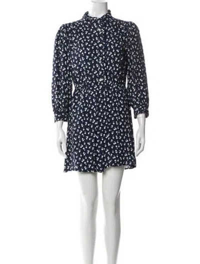 Pre-owned Goop G. Label Floral Print Mini Dress In Blue