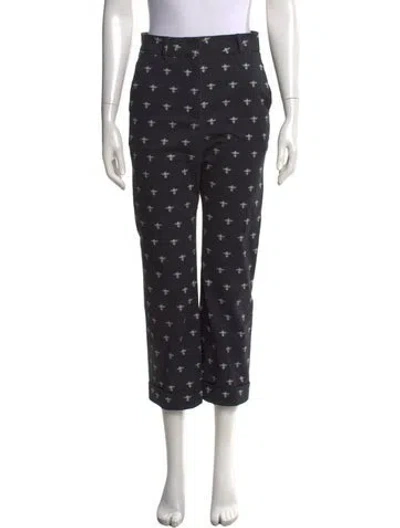 Pre-owned Goop G. Label Graphic Print Straight Leg Pants In Blue