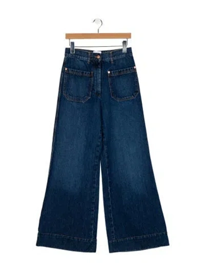 Pre-owned Goop G. Label High-rise Wide Leg Jeans In Blue