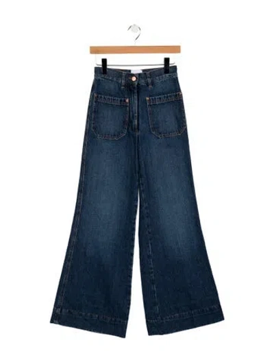 Pre-owned Goop G. Label High-rise Wide Leg Jeans In Blue