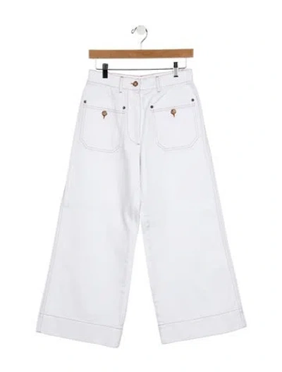 Pre-owned Goop G. Label High-rise Wide Leg Jeans In White