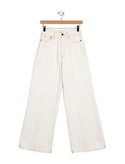 Pre-owned Goop G. Label High-rise Wide Leg Jeans In White