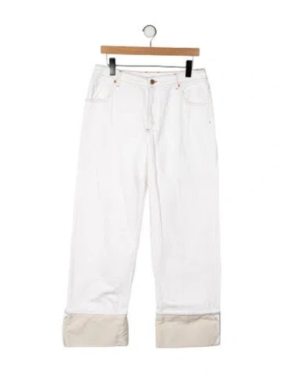 Pre-owned Goop G. Label High-rise Wide Leg Jeans In White