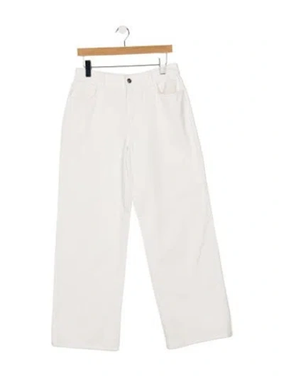 Pre-owned Goop G. Label High-rise Wide Leg Jeans In White