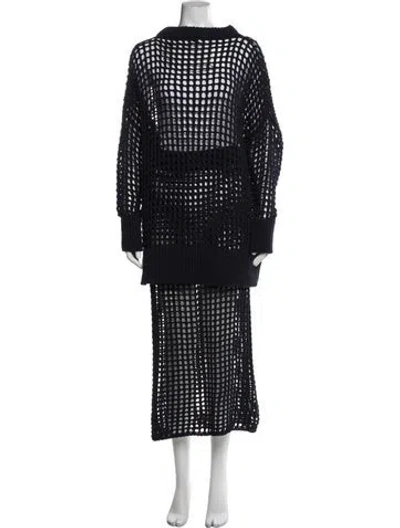 Pre-owned Goop G. Label Lace Pattern Eyelet Trim Skirt Set In Blue