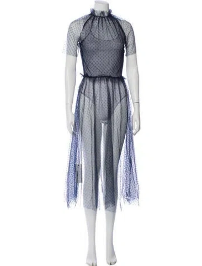 Pre-owned Goop G. Label Lace Pattern Long Dress In Blue