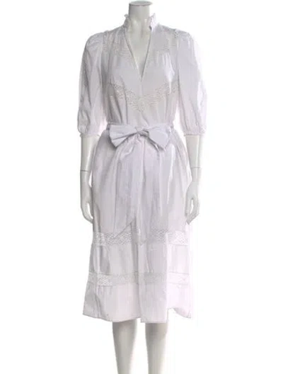 Pre-owned Goop G. Label Lace Pattern Midi Length Dress In White