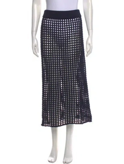 Pre-owned Goop G. Label Lace Pattern Midi Length Skirt In Blue