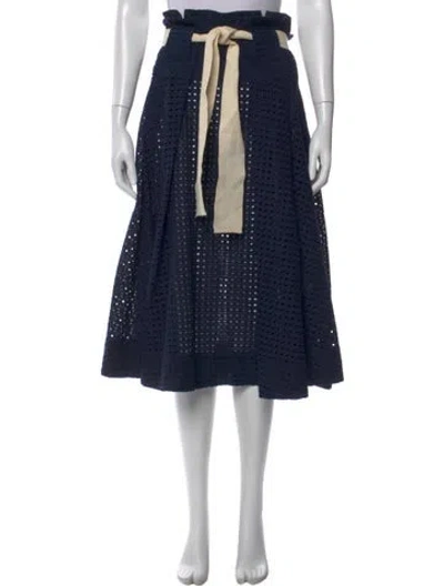Pre-owned Goop G. Label Lace Pattern Midi Length Skirt In Blue