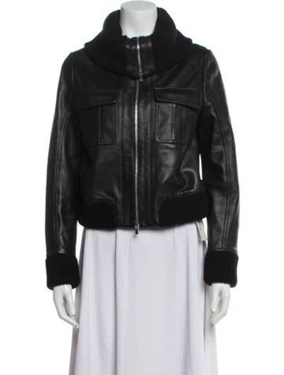 Pre-owned Goop G. Label Leather Biker Jacket In Black