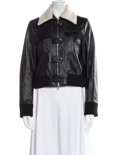 Pre-owned Goop G. Label Leather Biker Jacket In Black