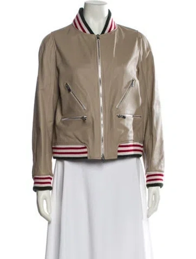 Pre-owned Goop G. Label Leather Biker Jacket In Neutral