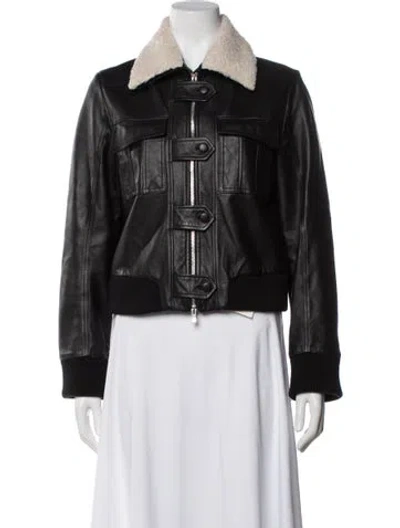 Pre-owned Goop G. Label Leather Bomber Jacket In Black