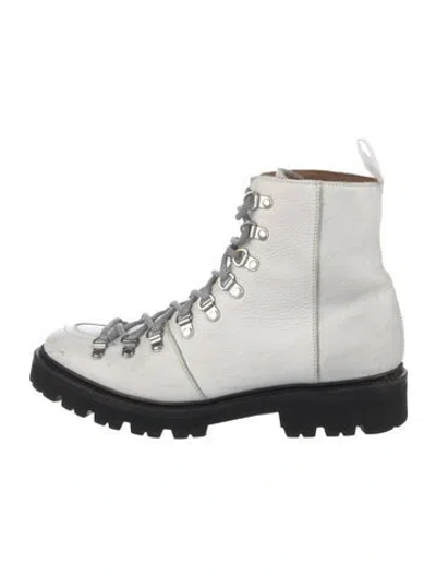 Pre-owned Goop G. Label Leather Combat Boots In White