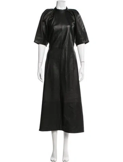 Pre-owned Goop G. Label Leather Long Dress In Black