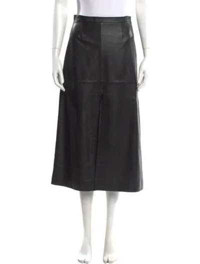 Pre-owned Goop G. Label Leather Midi Length Skirt In Black