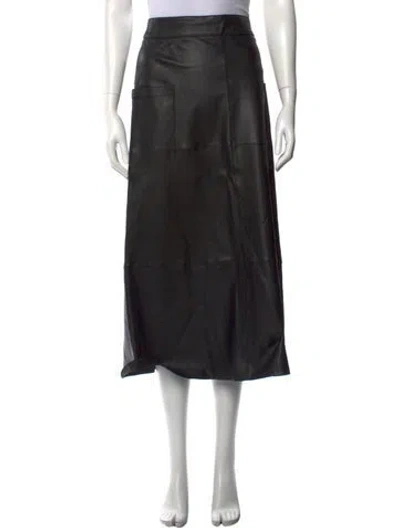 Pre-owned Goop G. Label Leather Midi Length Skirt In Black