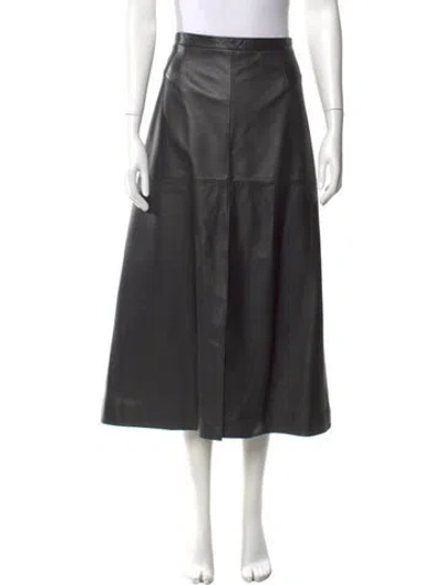 Pre-owned Goop G. Label Leather Midi Length Skirt In Black