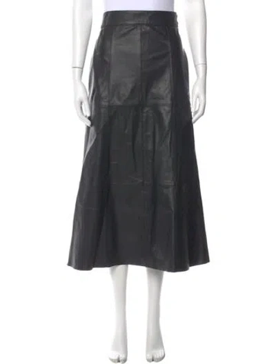 Pre-owned Goop G. Label Leather Midi Length Skirt In Black