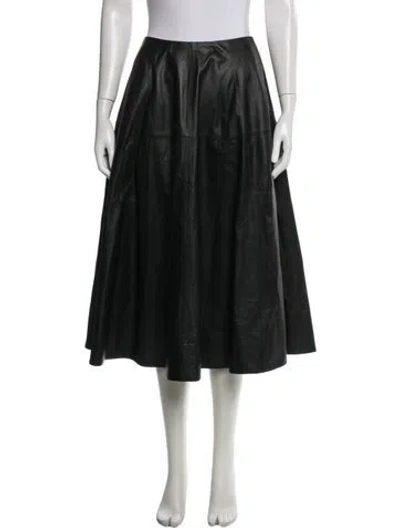 Pre-owned Goop G. Label Leather Midi Length Skirt In Black