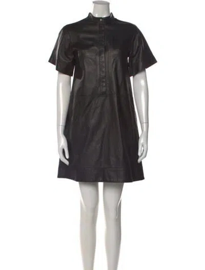 Pre-owned Goop G. Label Leather Mini Dress In Black