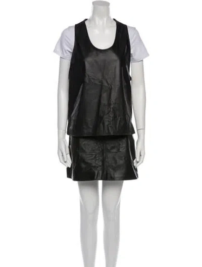 Pre-owned Goop G. Label Leather Skirt Set In Black
