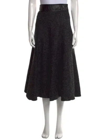 Pre-owned Goop G. Label Leather Trim Embellishment Midi Length Skirt In Gray