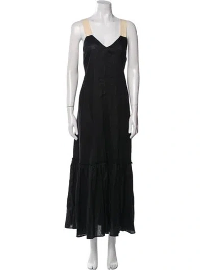 Pre-owned Goop G. Label Linen Long Dress In Black