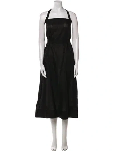 Pre-owned Goop G. Label Linen Long Dress In Black