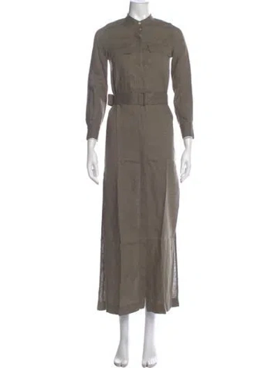 Pre-owned Goop G. Label Linen Long Dress In Green