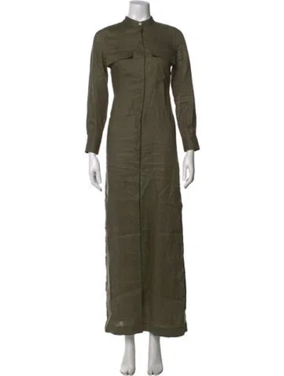 Pre-owned Goop G. Label Linen Long Dress In Green