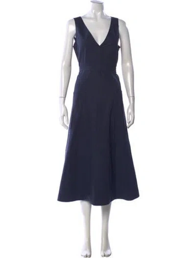 Pre-owned Goop G. Label Linen Midi Length Dress In Blue