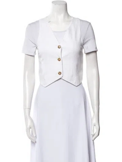 Pre-owned Goop G. Label Linen V-neck Sweater In White