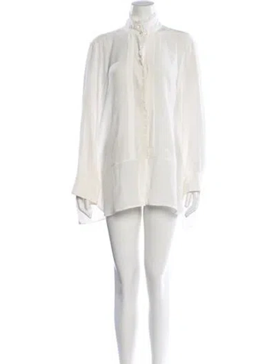 Pre-owned Goop G. Label Long Sleeve Blouse In White