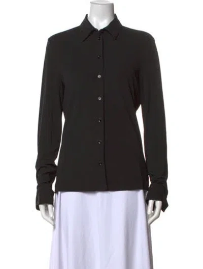 Pre-owned Goop G. Label Long Sleeve Button-up Top In Black