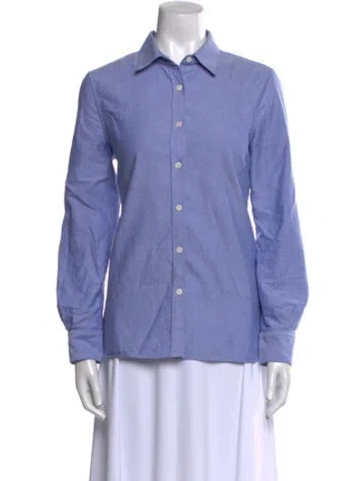 Pre-owned Goop G. Label Long Sleeve Button-up Top In Blue