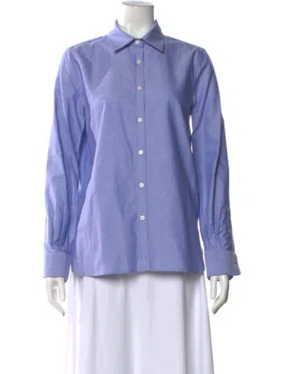 Pre-owned Goop G. Label Long Sleeve Button-up Top In Blue