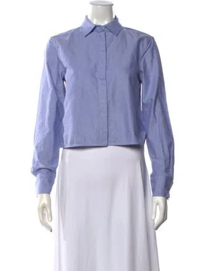 Pre-owned Goop G. Label Long Sleeve Button-up Top In Blue