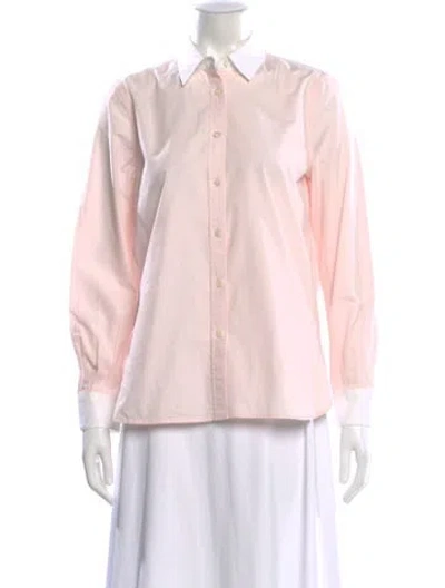 Pre-owned Goop G. Label Long Sleeve Button-up Top In Pink