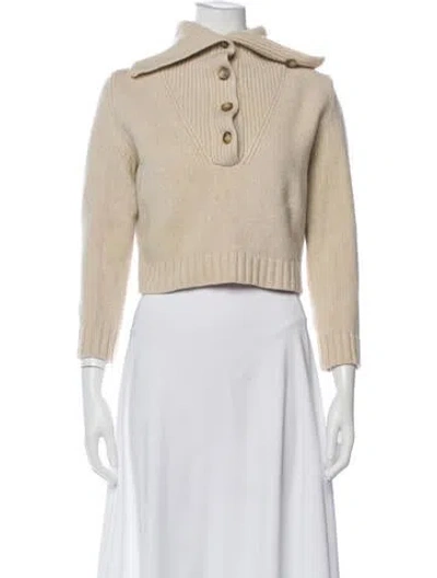 Pre-owned Goop G. Label Merino Wool Mock Neck Sweater In Neutral
