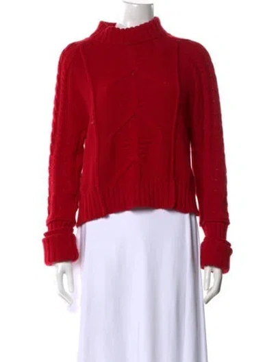 Pre-owned Goop G. Label Merino Wool Mock Neck Sweater In Red