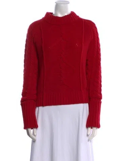 Pre-owned Goop G. Label Merino Wool Mock Neck Sweater In Red