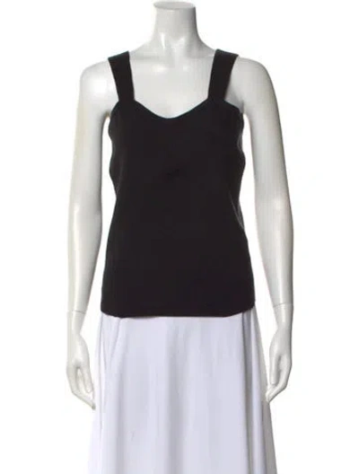 Pre-owned Goop G. Label Merino Wool Square Neckline Top In Black