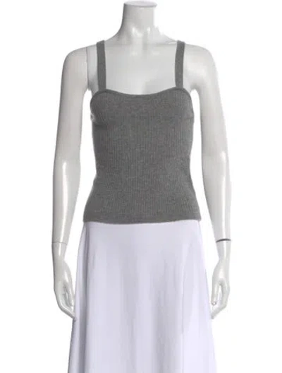 Pre-owned Goop G. Label Merino Wool Square Neckline Top In Gray
