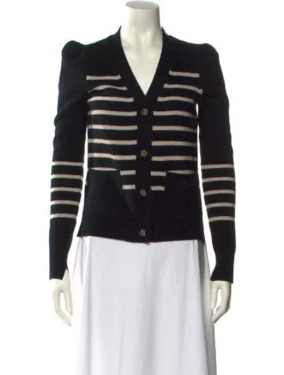 Pre-owned Goop G. Label Merino Wool Striped Sweater In Black