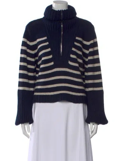 Pre-owned Goop G. Label Merino Wool Striped Sweater In Black