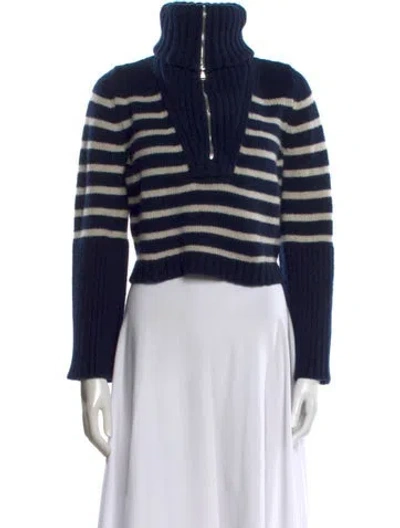 Pre-owned Goop G. Label Merino Wool Striped Sweater In Black
