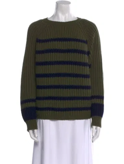 Pre-owned Goop G. Label Merino Wool Striped Sweater In Green